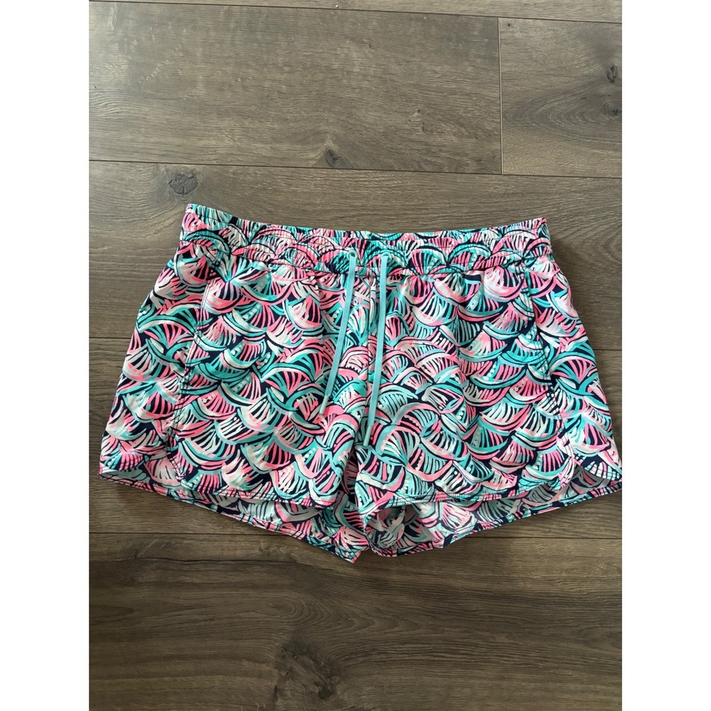 Lilly Pulitzer Pink Teal Abstract Shell Print Shorts Womens Small